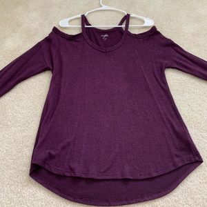 Deep Purple/Plum Cold Shouldered Top